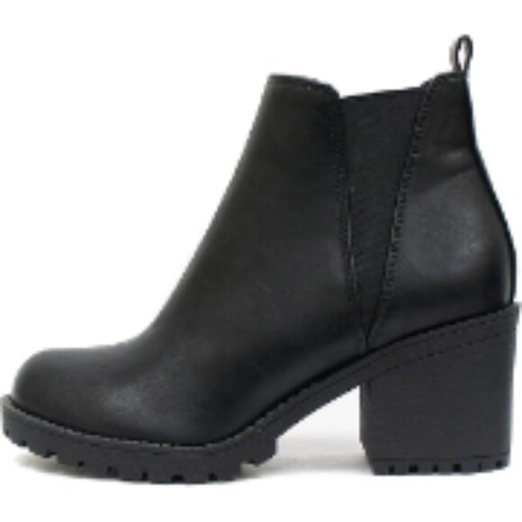 Lug Sole Mid Heel Ankle Bootie with Double Elastic Gore
